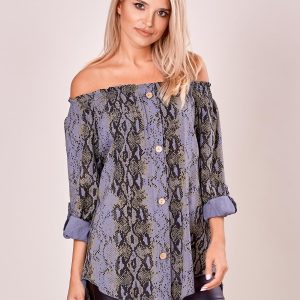 Wholesale Blue patterned spanish blouse