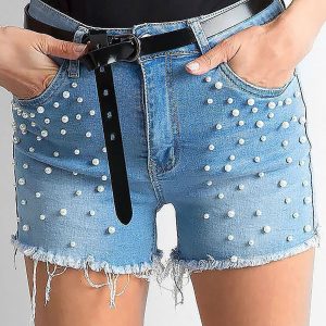 Wholesale Light blue pearl shorts