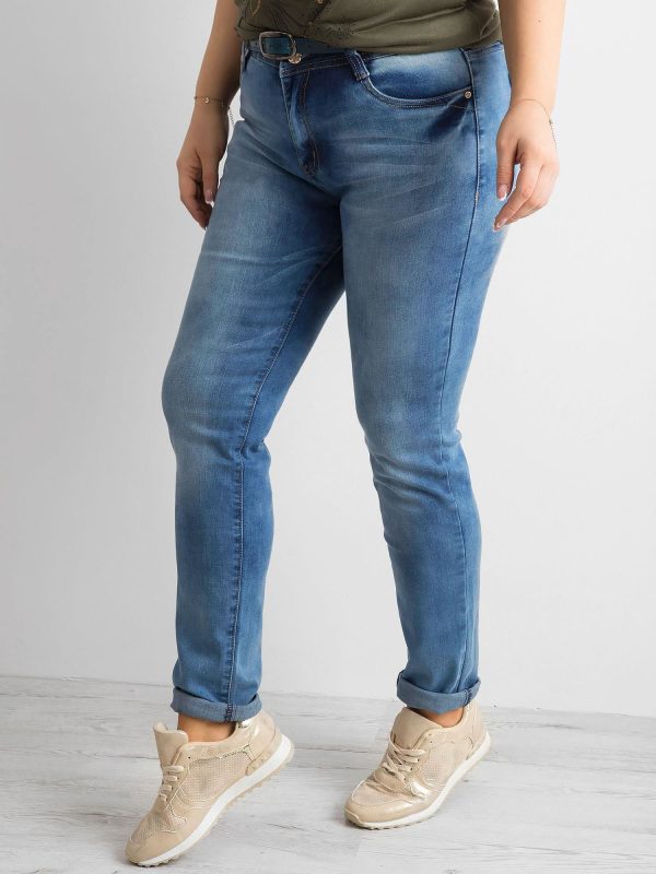 Wholesale Plus Size Blue Denim Pants