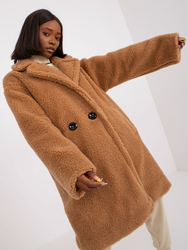 Wholesale Camel double breasted fur coat