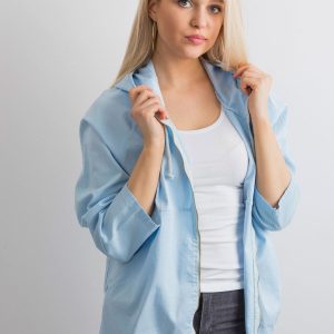 Wholesale Light Blue Women's Hooded Jacket