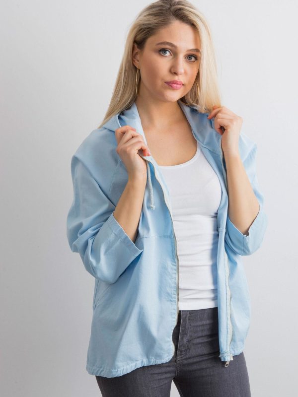 Wholesale Light Blue Women's Hooded Jacket