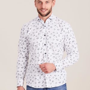 Wholesale Men's White Shirt with Vegetable Patterns