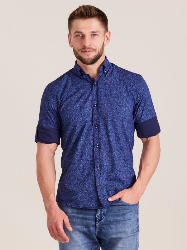 Wholesale Dark Blue Patterned Men's Shirt