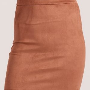 Wholesale Imitation Suede Pencil Skirt Brown