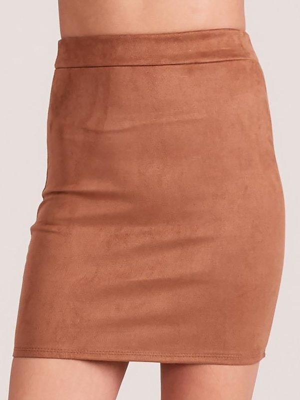 Wholesale Imitation Suede Pencil Skirt Brown