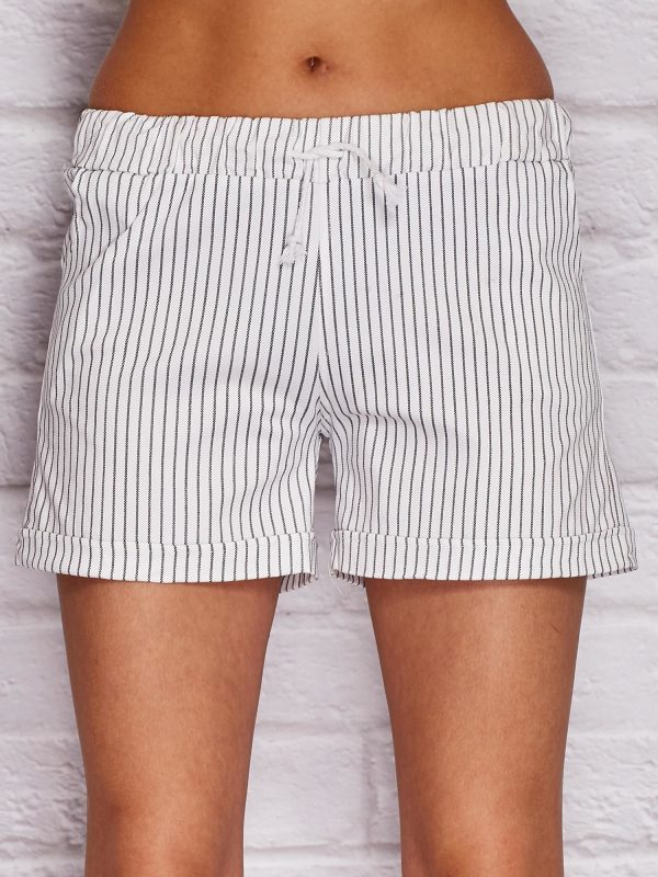 Wholesale YUPS Vertical Striped Shorts White