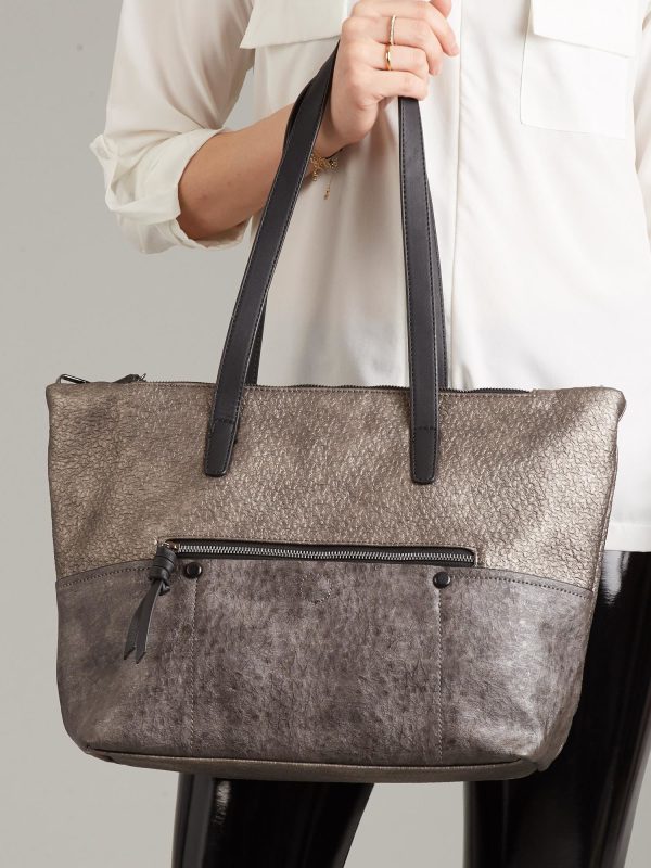 Wholesale Grey women's shopper bag in eco leather