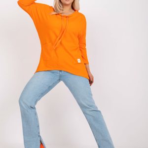 Wholesale Orange Cotton Plus Size Basic Blouse