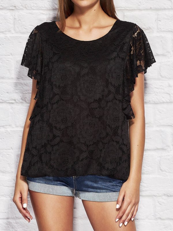 Wholesale Women's Black Lace Blouse