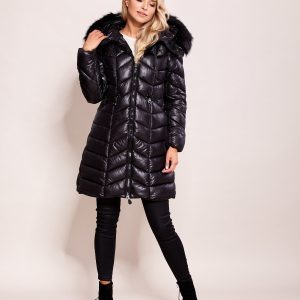 Wholesale Black quilted jacket for winter with hood