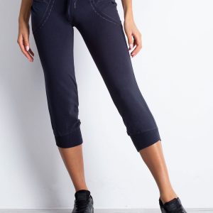 Wholesale Graphite capri sweatpants with applique at the pockets