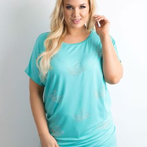 Wholesale Mint plus size t-shirt with applique