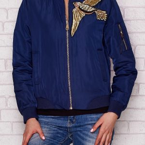 Wholesale Bomber jacket with jewellery applique and navy blue patch