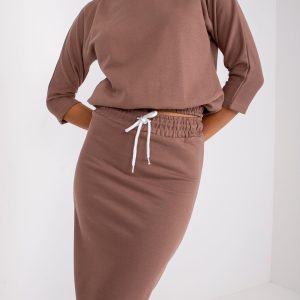 Wholesale Light brown sweatsuit set with Savina skirt