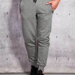 Wholesale Men's sweatpants with zipper pockets grey