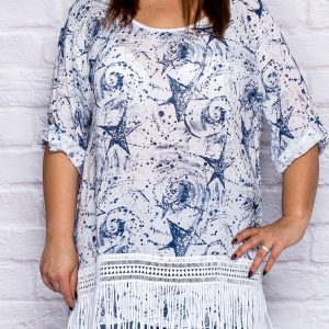 Wholesale White tunic in stars PLUS SIZE