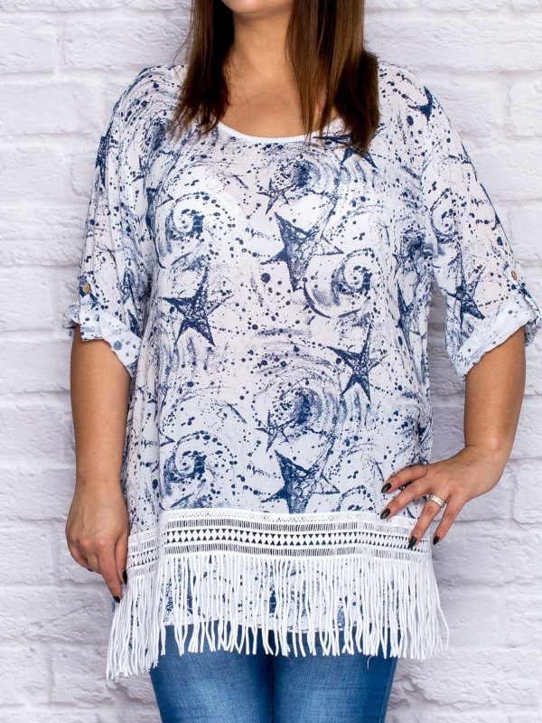 Wholesale White tunic in stars PLUS SIZE