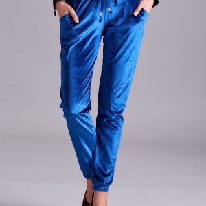 Wholesale Velour sweatpants blue