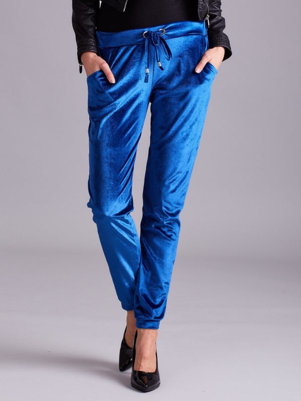 Wholesale Velour sweatpants blue