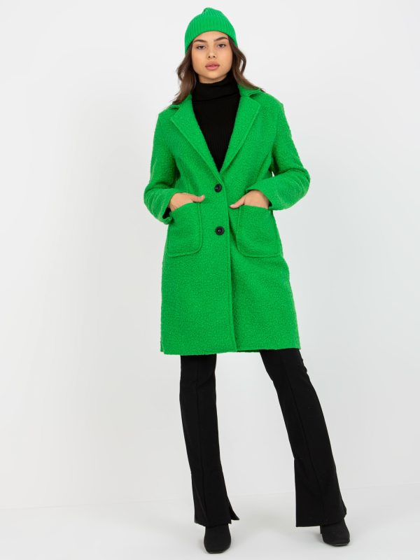 Wholesale Green plush coat with pockets OCH BELLA