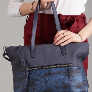 Wholesale Dark Blue Ladies Shopper Bag in Eco Leather