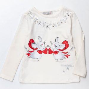 Wholesale Ecru blouse for girl with applique