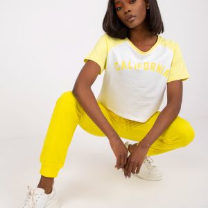 Wholesale Yellow basic sweatpants with shaila welts