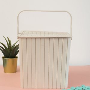 Wholesale Pastel beige basket with handle and lid