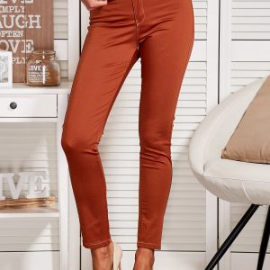 Wholesale Fabric trousers with narrow leg brown