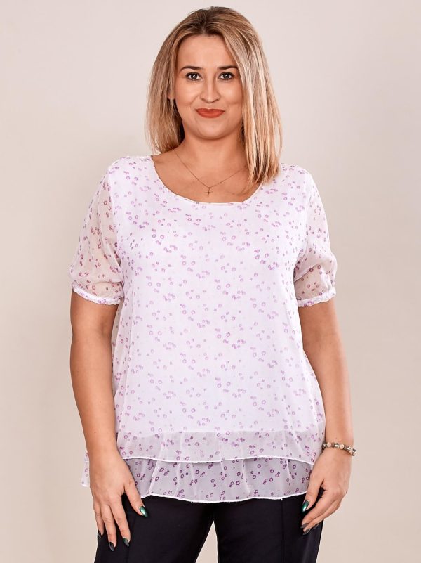 Wholesale White mist blouse in small meadel PLUS SIZE