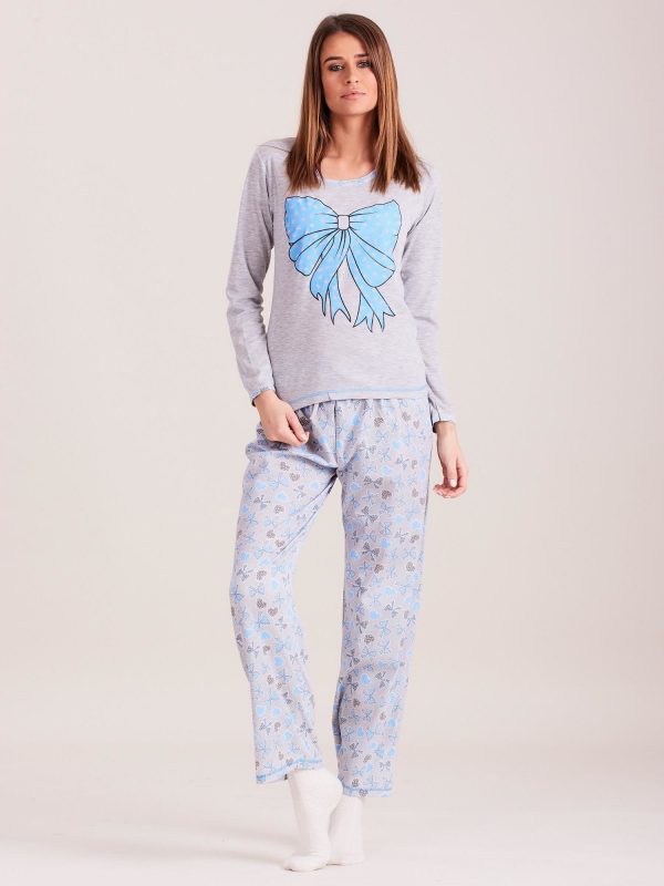 Wholesale Light Blue Women's Printed Pyjamas