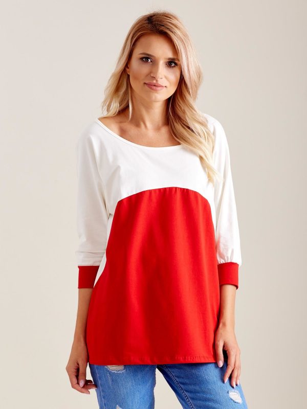 Wholesale Ecru-red oversize blouse