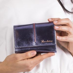 Wholesale Small Metallic Ladies Wallet Leather Blue