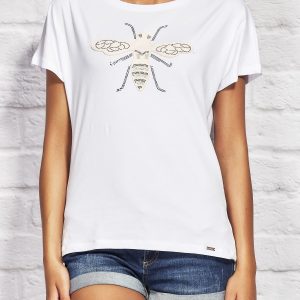 Wholesale Women's T-shirt with insect print white