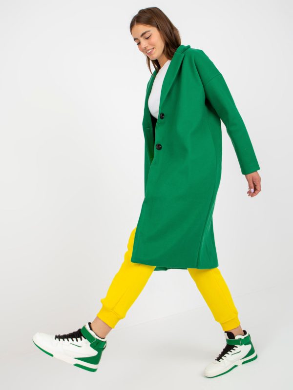 Wholesale Green single-breasted coat with pockets OCH BELLA