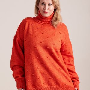 Wholesale Coral Plus Size Turtleneck Sweater