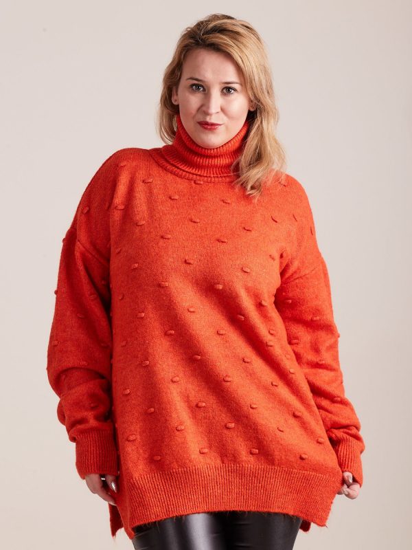 Wholesale Coral Plus Size Turtleneck Sweater