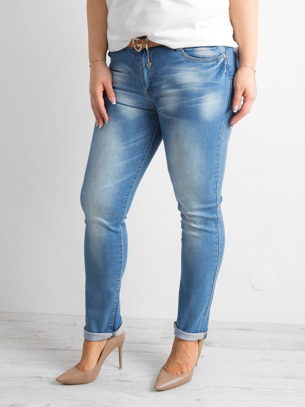 Wholesale Plus size jeans pants blue