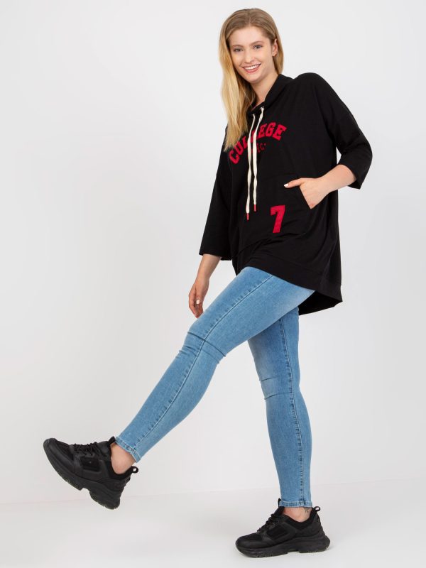 Wholesale Black plus size long blouse with stripes