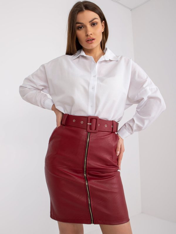 Wholesale Burgundy Jaen High Waist Mini Skirt