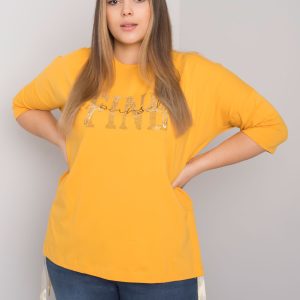 Wholesale Yellow plus size blouse with Elena rhinestones