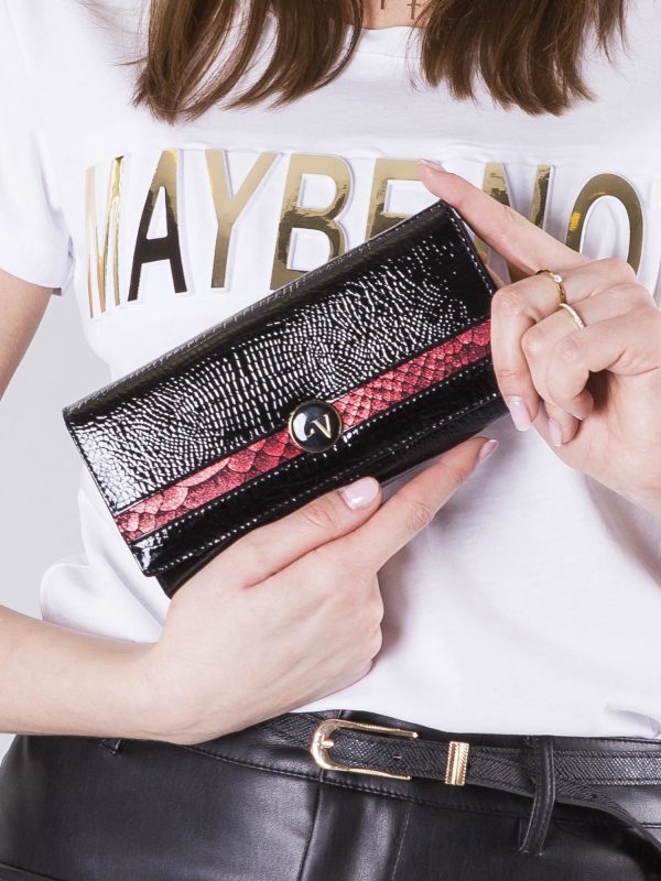 Wholesale Black Longitudinal Ladies Patent Wallet