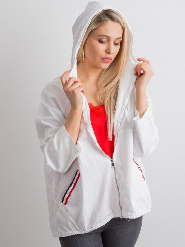 Wholesale White Loose Hooded Jacket