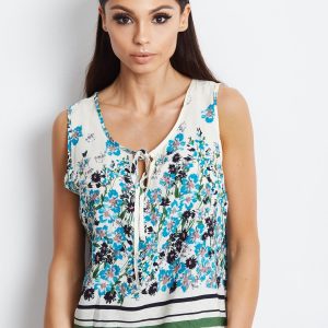 Wholesale Airy floral top with ecru binding