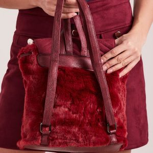 Wholesale Burgundy Fur Backpack