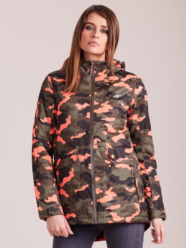 Wholesale 4F Khaki-Orange Camo Ski Jacket