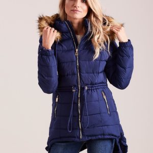 Wholesale Navy blue asymmetrical jacket for winter