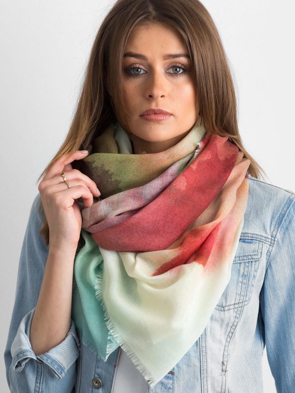 Wholesale Burgundy and mint scarf with patterns