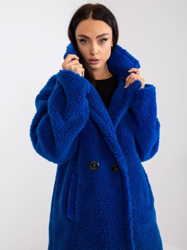 Wholesale Dark Blue Long Sleeve Fur Coat